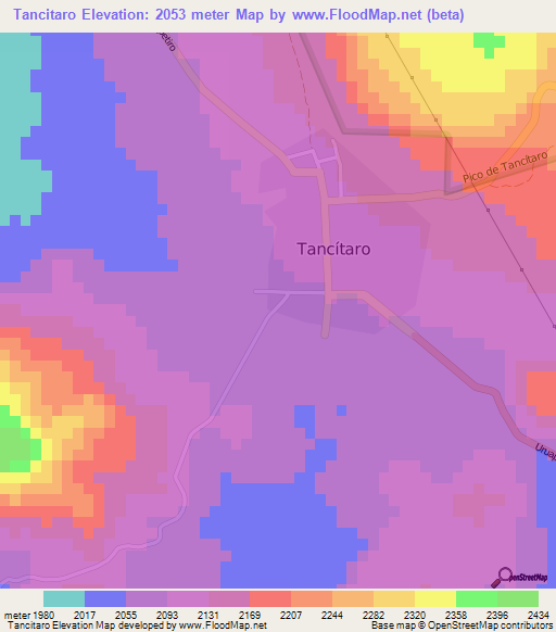 Tancitaro,Mexico Elevation Map