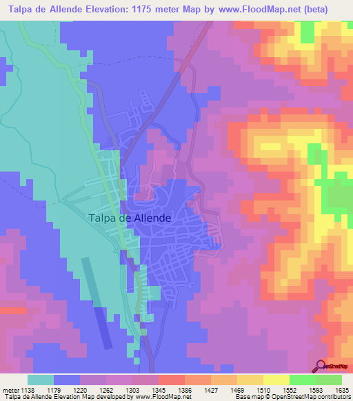 Talpa de Allende,Mexico Elevation Map