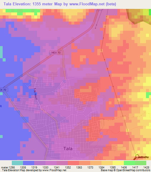 Tala,Mexico Elevation Map