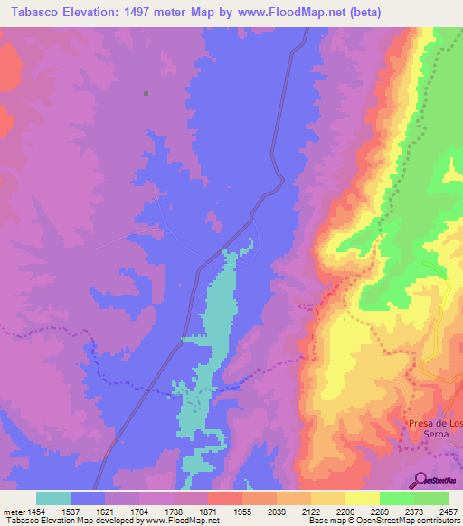 Tabasco,Mexico Elevation Map