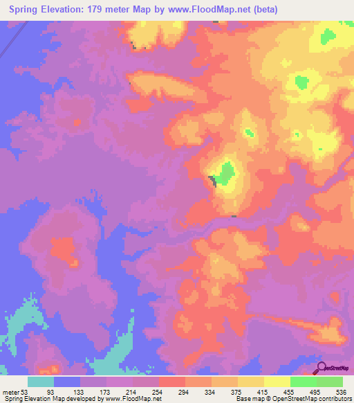 Spring,Mexico Elevation Map