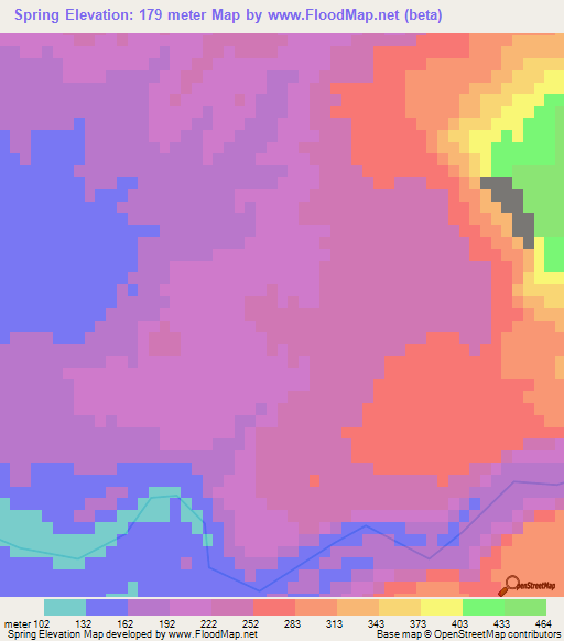 Spring,Mexico Elevation Map