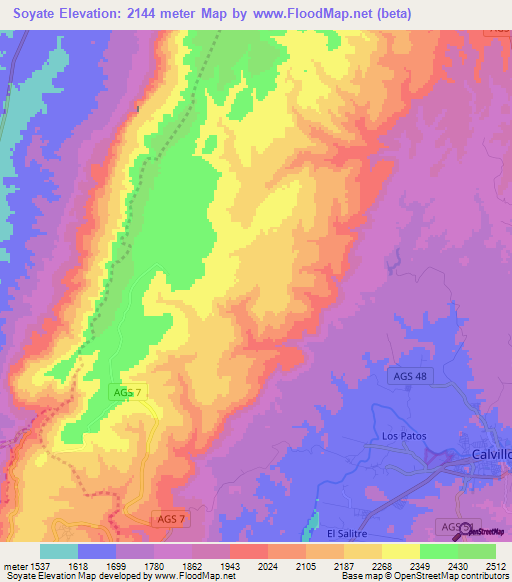 Soyate,Mexico Elevation Map