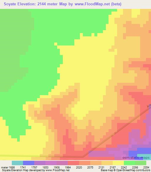 Soyate,Mexico Elevation Map