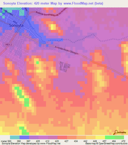 Sonoyta,Mexico Elevation Map