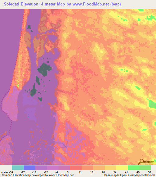 Soledad,Mexico Elevation Map