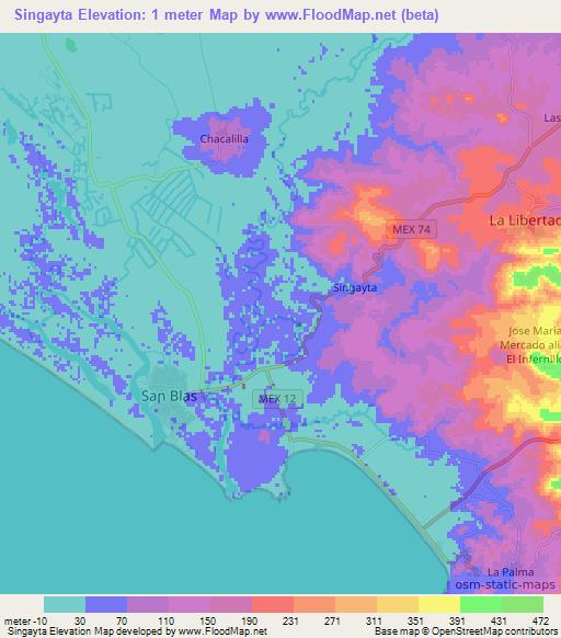 Singayta,Mexico Elevation Map