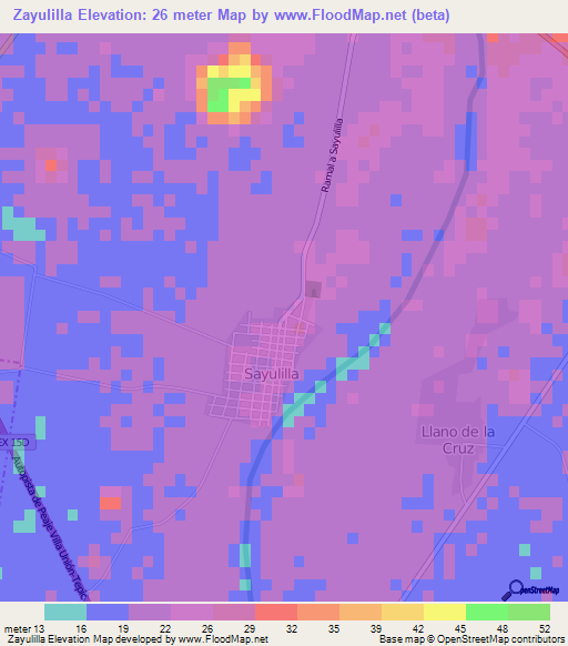 Zayulilla,Mexico Elevation Map