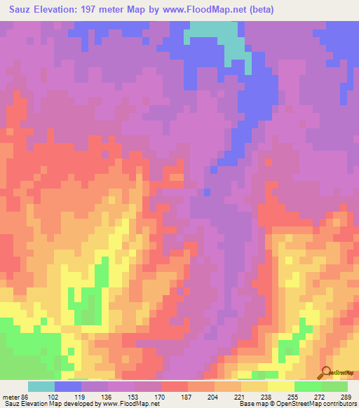 Sauz,Mexico Elevation Map