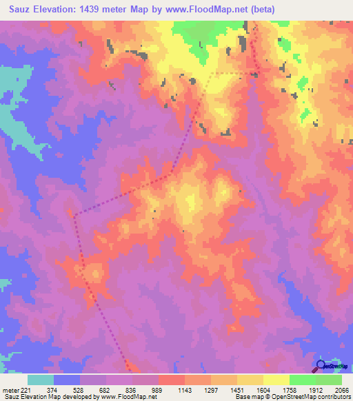 Sauz,Mexico Elevation Map