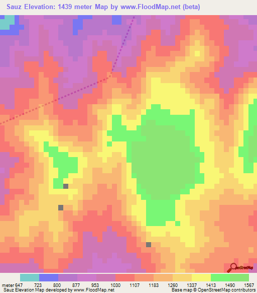 Sauz,Mexico Elevation Map