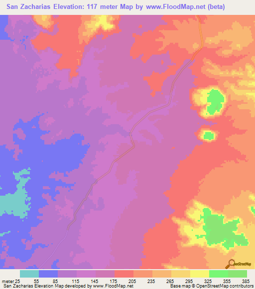 San Zacharias,Mexico Elevation Map