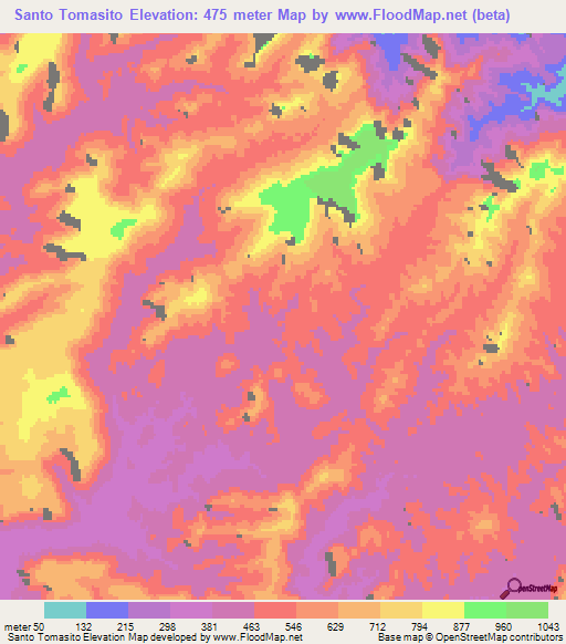 Santo Tomasito,Mexico Elevation Map