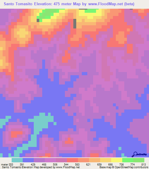 Santo Tomasito,Mexico Elevation Map