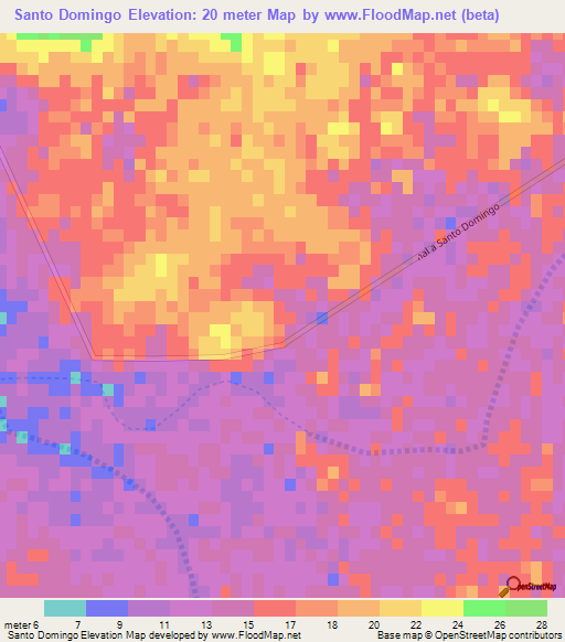 Santo Domingo,Mexico Elevation Map