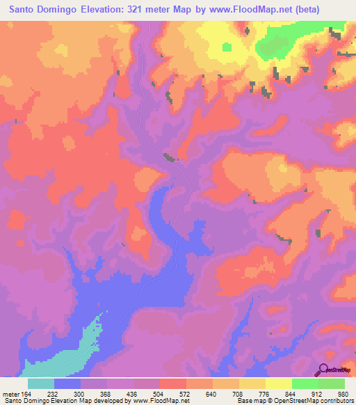 Santo Domingo,Mexico Elevation Map