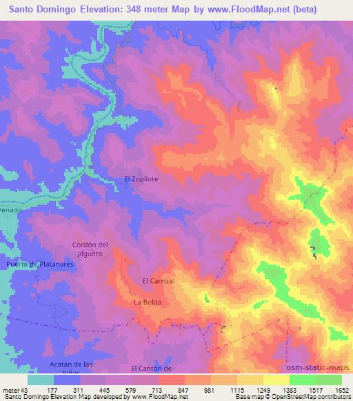 Santo Domingo,Mexico Elevation Map