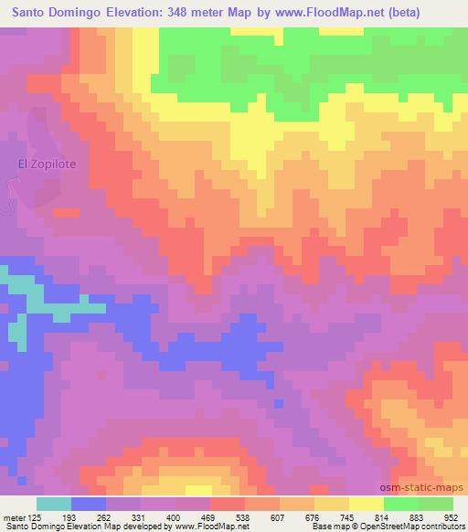 Santo Domingo,Mexico Elevation Map