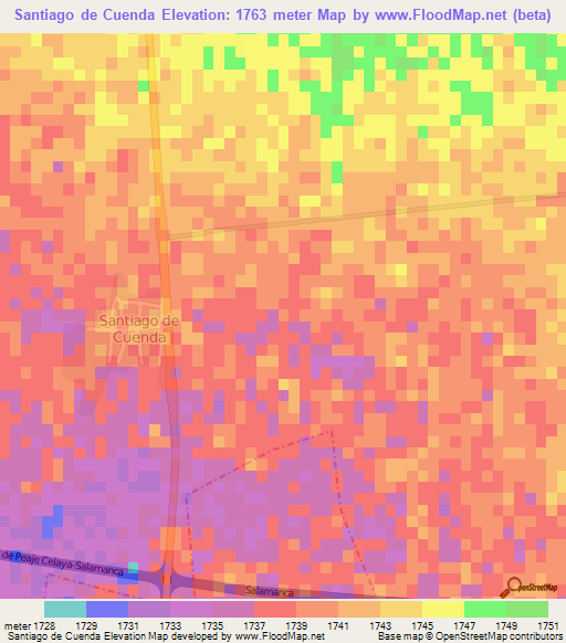 Santiago de Cuenda,Mexico Elevation Map