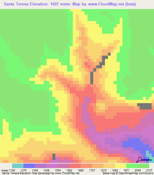 Santa Teresa,Mexico Elevation Map