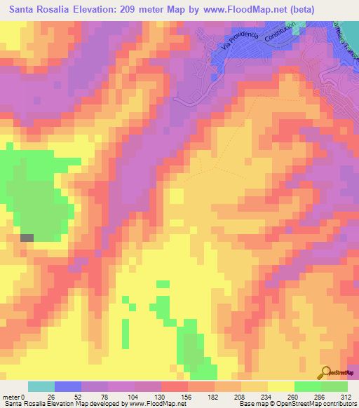 Santa Rosalia,Mexico Elevation Map