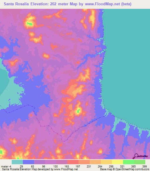 Santa Rosalia,Mexico Elevation Map