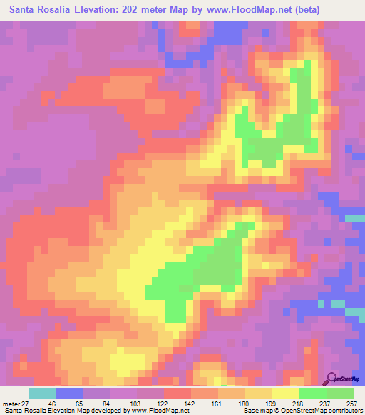 Santa Rosalia,Mexico Elevation Map