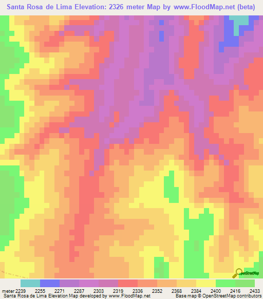 Santa Rosa de Lima,Mexico Elevation Map