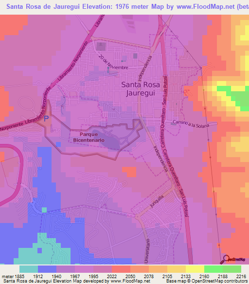 Santa Rosa de Jauregui,Mexico Elevation Map