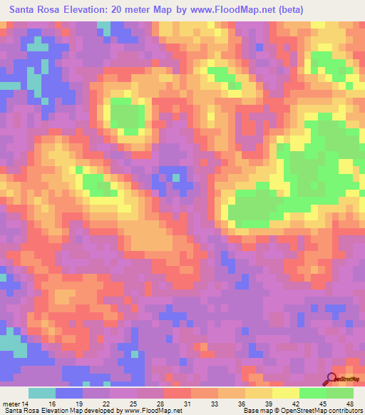 Santa Rosa,Mexico Elevation Map