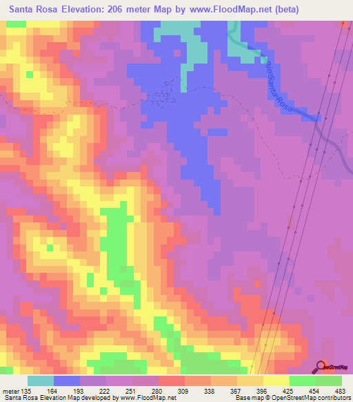 Santa Rosa,Mexico Elevation Map