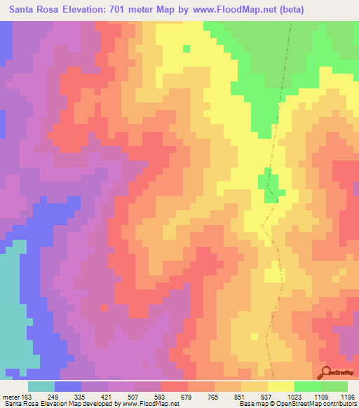 Santa Rosa,Mexico Elevation Map