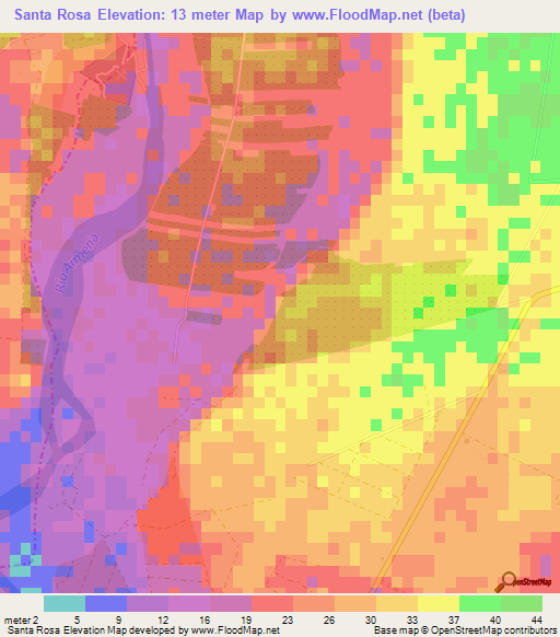 Santa Rosa,Mexico Elevation Map