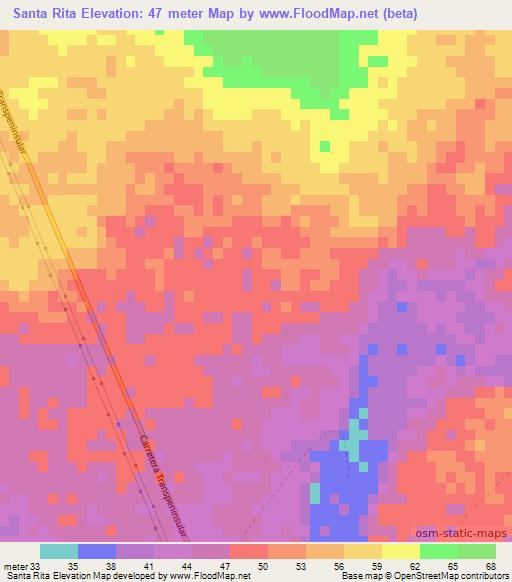 Santa Rita,Mexico Elevation Map