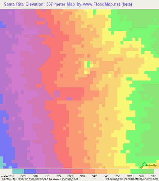 Santa Rita,Mexico Elevation Map