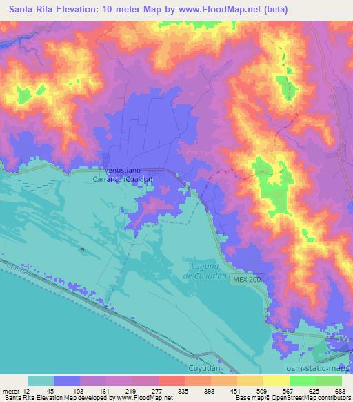 Santa Rita,Mexico Elevation Map