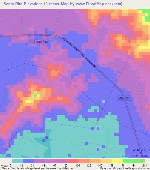 Santa Rita,Mexico Elevation Map