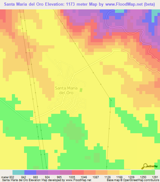 Santa Maria del Oro,Mexico Elevation Map