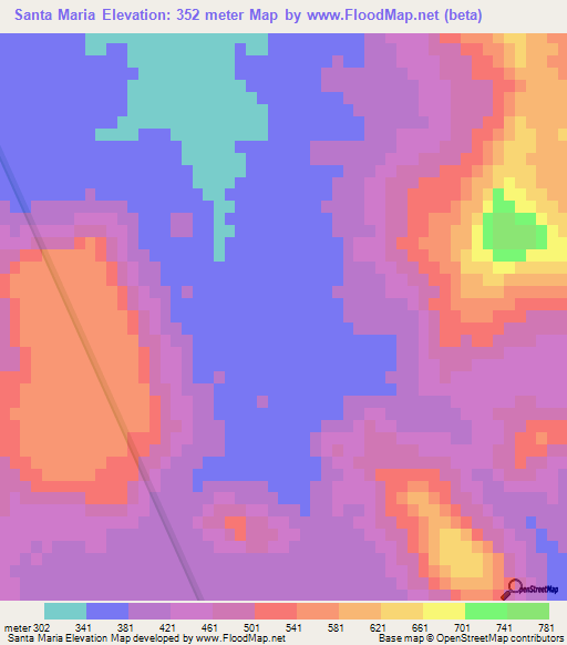 Santa Maria,Mexico Elevation Map