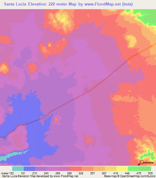 Santa Lucia,Mexico Elevation Map