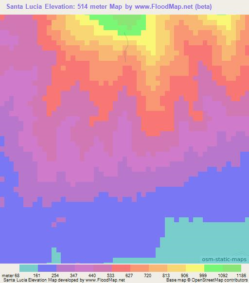 Santa Lucia,Mexico Elevation Map