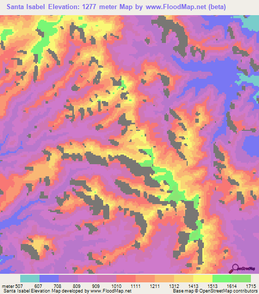 Santa Isabel,Mexico Elevation Map