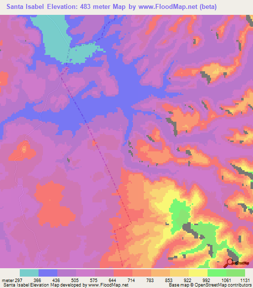 Santa Isabel,Mexico Elevation Map