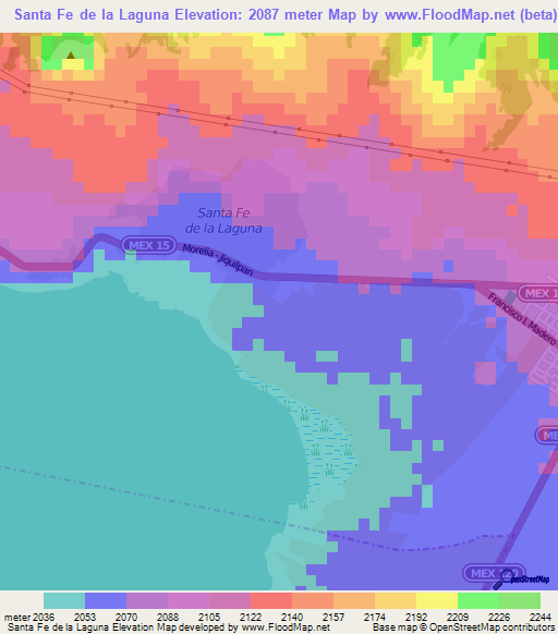 Santa Fe de la Laguna,Mexico Elevation Map