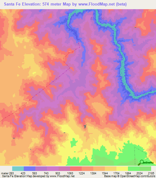 Santa Fe,Mexico Elevation Map