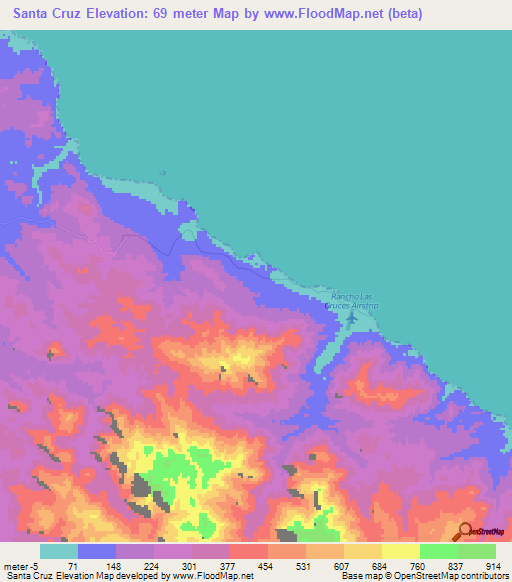 Santa Cruz,Mexico Elevation Map