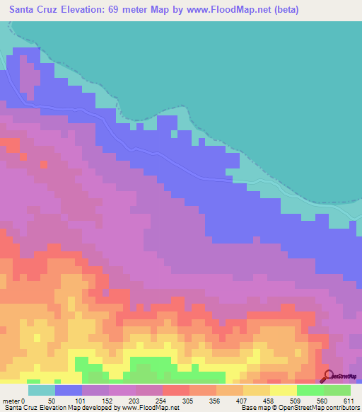 Santa Cruz,Mexico Elevation Map