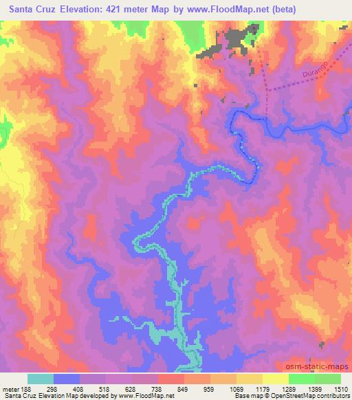 Santa Cruz,Mexico Elevation Map