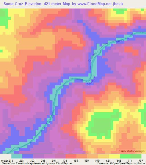 Santa Cruz,Mexico Elevation Map