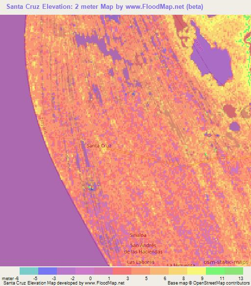 Santa Cruz,Mexico Elevation Map